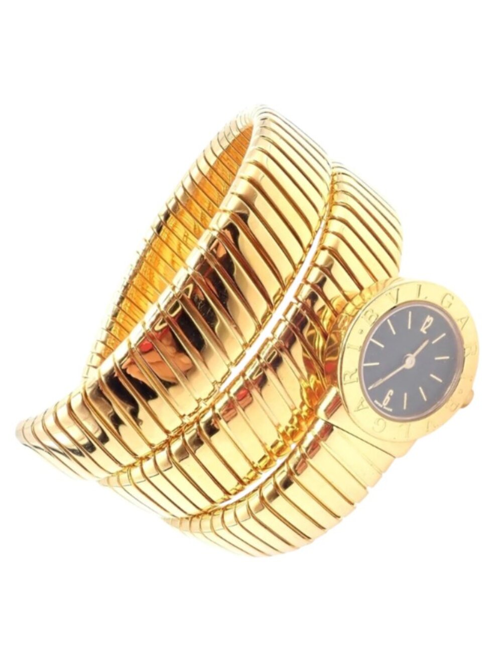 Authentic! Bulgari 18k Yellow Gold Tubogas Serpent Snake Bracelet Watch
